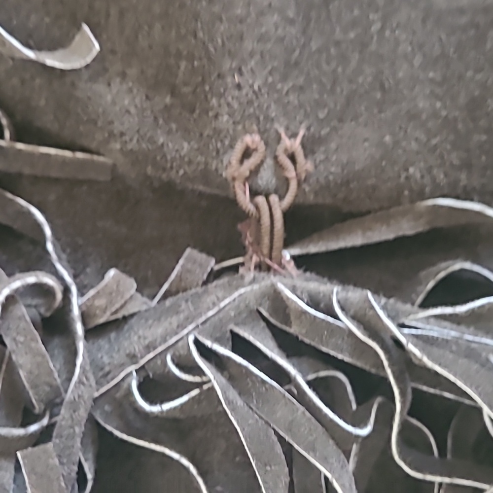 SUEDE LONG BROWN COAT WITH FRINGE TASSELS - Picture 5 of 8